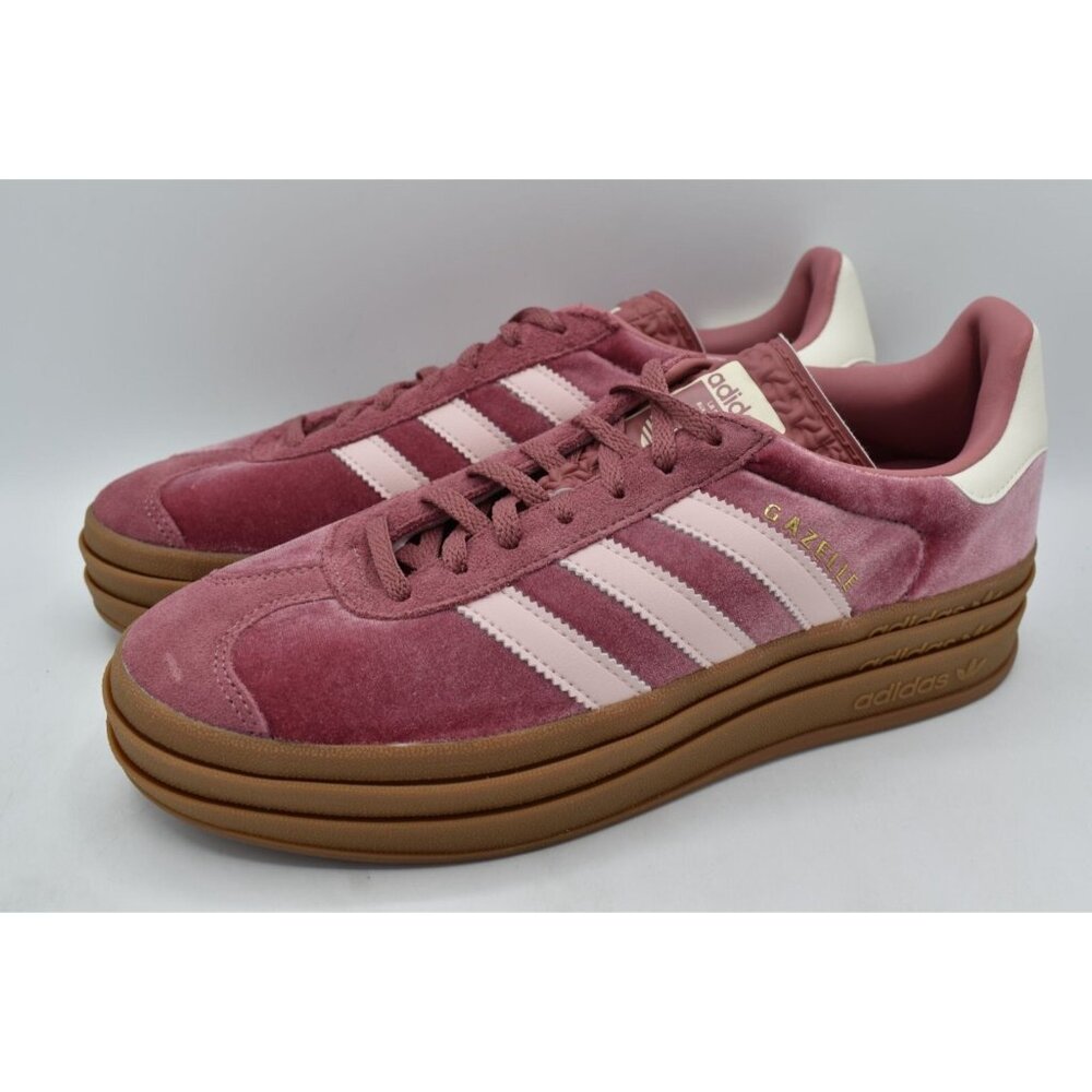 Adidas Womens Size 9.5 Gazelle Bold Gum Velvet Pink Platform Casual Sneakers - Picture 2 of 14
